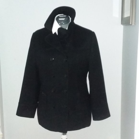 Levi’s  Black Pea Coat Double Breasted jacket - Picture 1 of 7